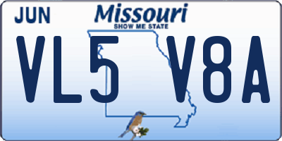 MO license plate VL5V8A