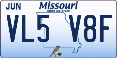 MO license plate VL5V8F