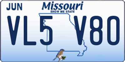MO license plate VL5V8O