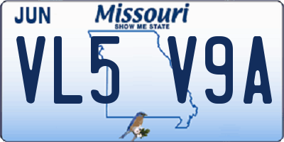 MO license plate VL5V9A