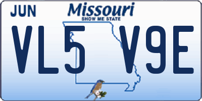 MO license plate VL5V9E