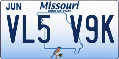 MO license plate VL5V9K