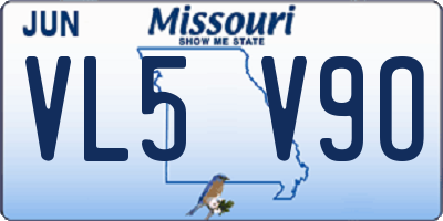MO license plate VL5V9O