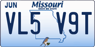 MO license plate VL5V9T