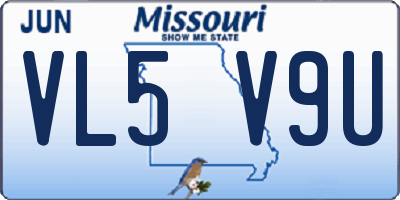 MO license plate VL5V9U
