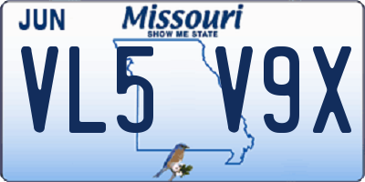 MO license plate VL5V9X