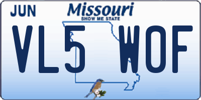 MO license plate VL5W0F