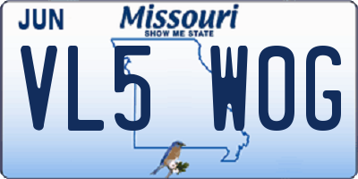 MO license plate VL5W0G