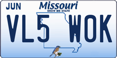 MO license plate VL5W0K