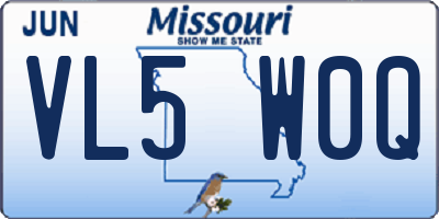 MO license plate VL5W0Q