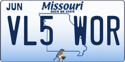 MO license plate VL5W0R