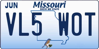 MO license plate VL5W0T