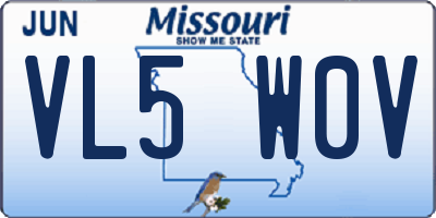 MO license plate VL5W0V