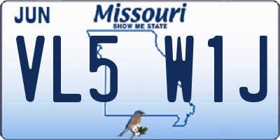 MO license plate VL5W1J
