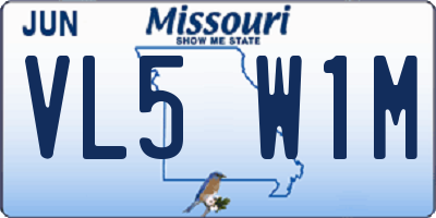 MO license plate VL5W1M