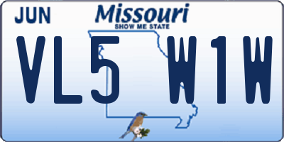 MO license plate VL5W1W