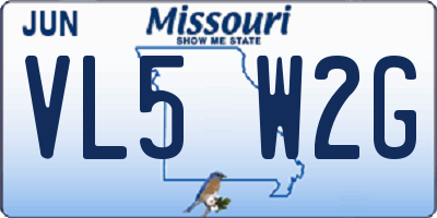MO license plate VL5W2G