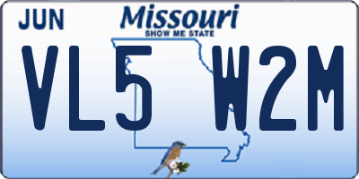 MO license plate VL5W2M