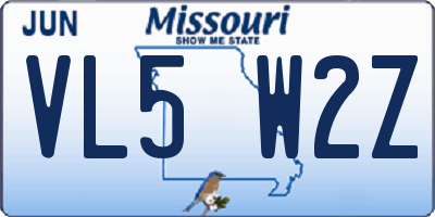 MO license plate VL5W2Z