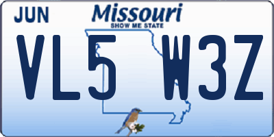 MO license plate VL5W3Z