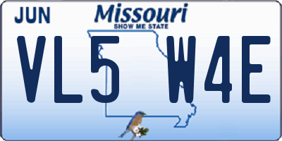 MO license plate VL5W4E