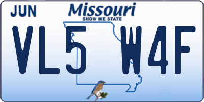 MO license plate VL5W4F