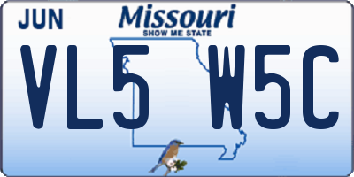 MO license plate VL5W5C
