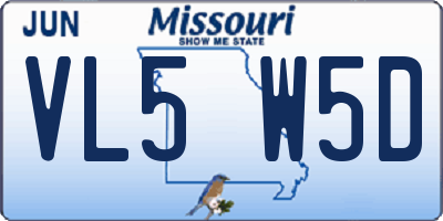 MO license plate VL5W5D