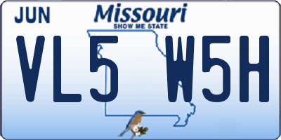 MO license plate VL5W5H