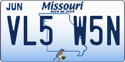 MO license plate VL5W5N