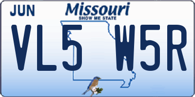 MO license plate VL5W5R