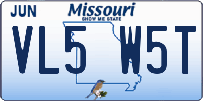 MO license plate VL5W5T