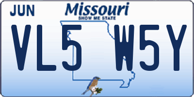 MO license plate VL5W5Y