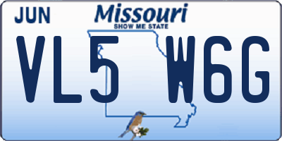 MO license plate VL5W6G