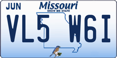 MO license plate VL5W6I