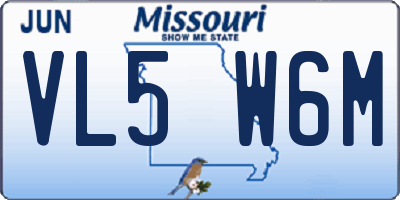 MO license plate VL5W6M
