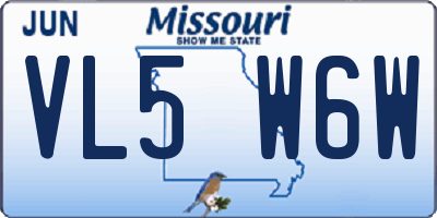 MO license plate VL5W6W