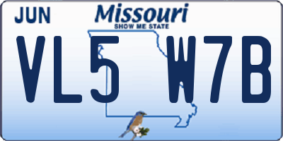 MO license plate VL5W7B