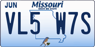 MO license plate VL5W7S