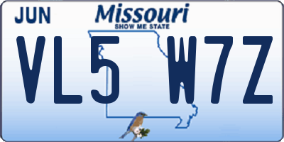 MO license plate VL5W7Z