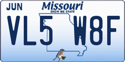MO license plate VL5W8F