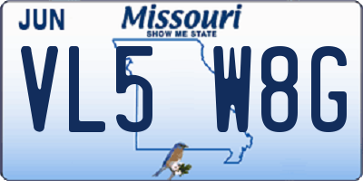 MO license plate VL5W8G