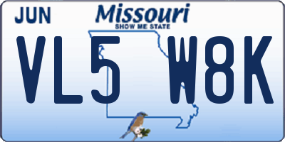 MO license plate VL5W8K