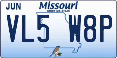 MO license plate VL5W8P