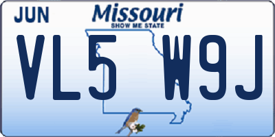 MO license plate VL5W9J