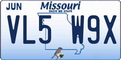 MO license plate VL5W9X