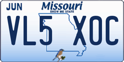 MO license plate VL5X0C