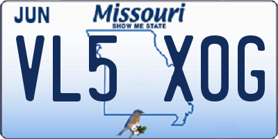 MO license plate VL5X0G