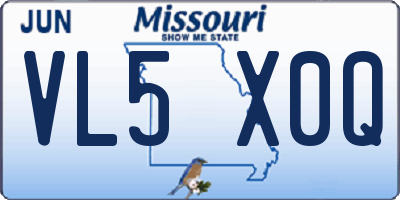 MO license plate VL5X0Q