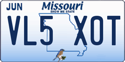 MO license plate VL5X0T